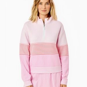 Addison Bay JV Pink Striped Quarter-Zip Pullover